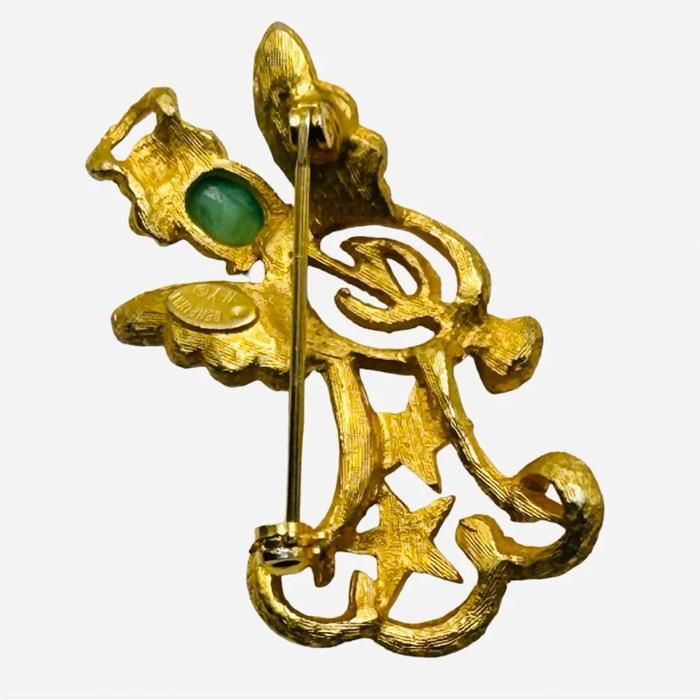 Vintage Benedikt N.Y. Angel Playing Horn Brooch